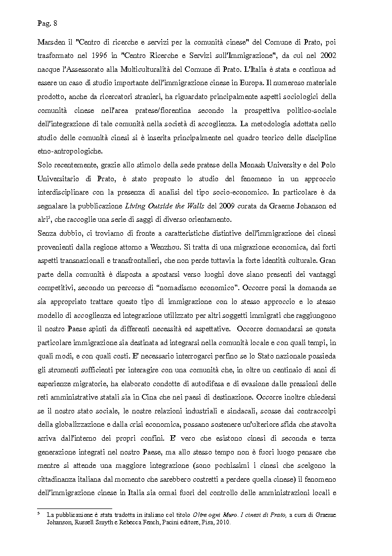 Anteprima della tesi: I cinesi di Wenzhou a Prato e in Europa: nascita e sviluppo di una rete socio-economica trasnazionale, Pagina 5