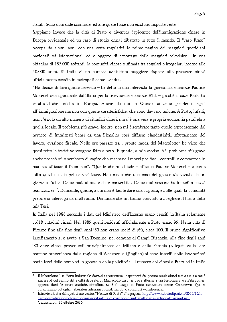 Anteprima della tesi: I cinesi di Wenzhou a Prato e in Europa: nascita e sviluppo di una rete socio-economica trasnazionale, Pagina 6
