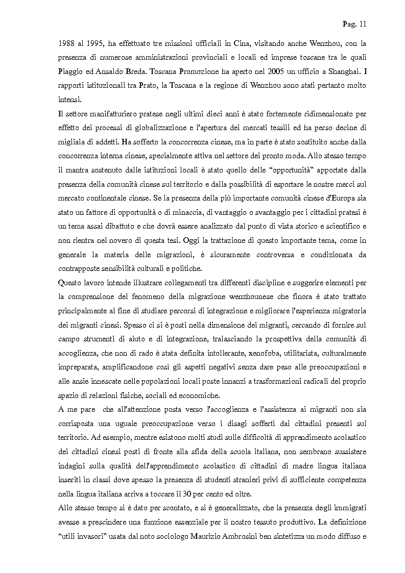 Anteprima della tesi: I cinesi di Wenzhou a Prato e in Europa: nascita e sviluppo di una rete socio-economica trasnazionale, Pagina 8