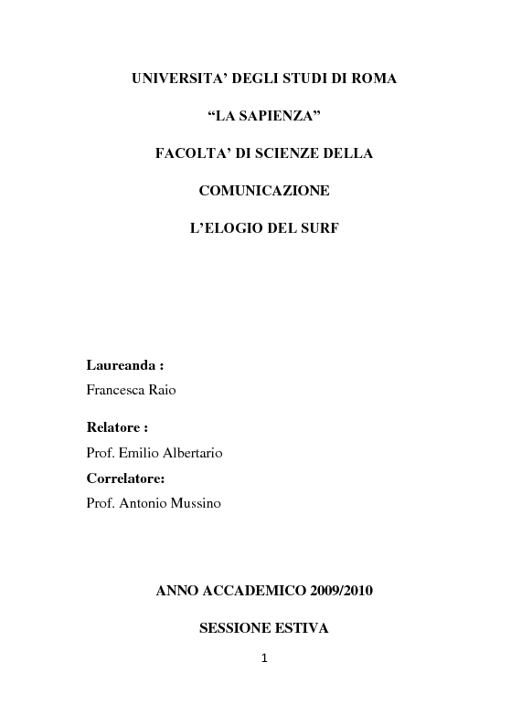 Anteprima della tesi: L'elogio del surf, Pagina 1