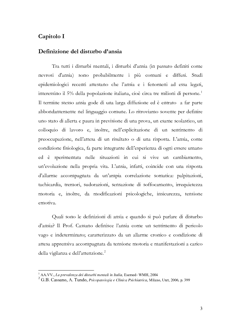 Anteprima della tesi: Disturbi d'ansia: diagnosi e terapia psicologica, Pagina 4
