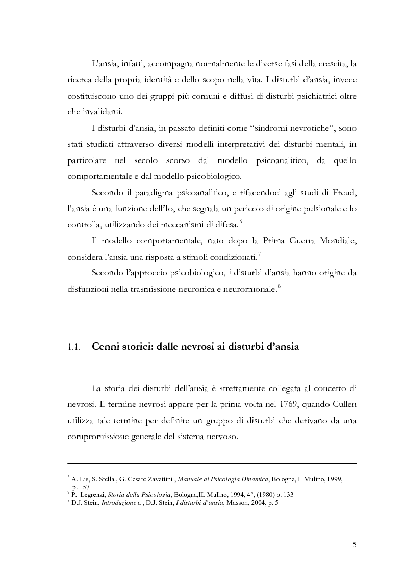 Anteprima della tesi: Disturbi d'ansia: diagnosi e terapia psicologica, Pagina 6