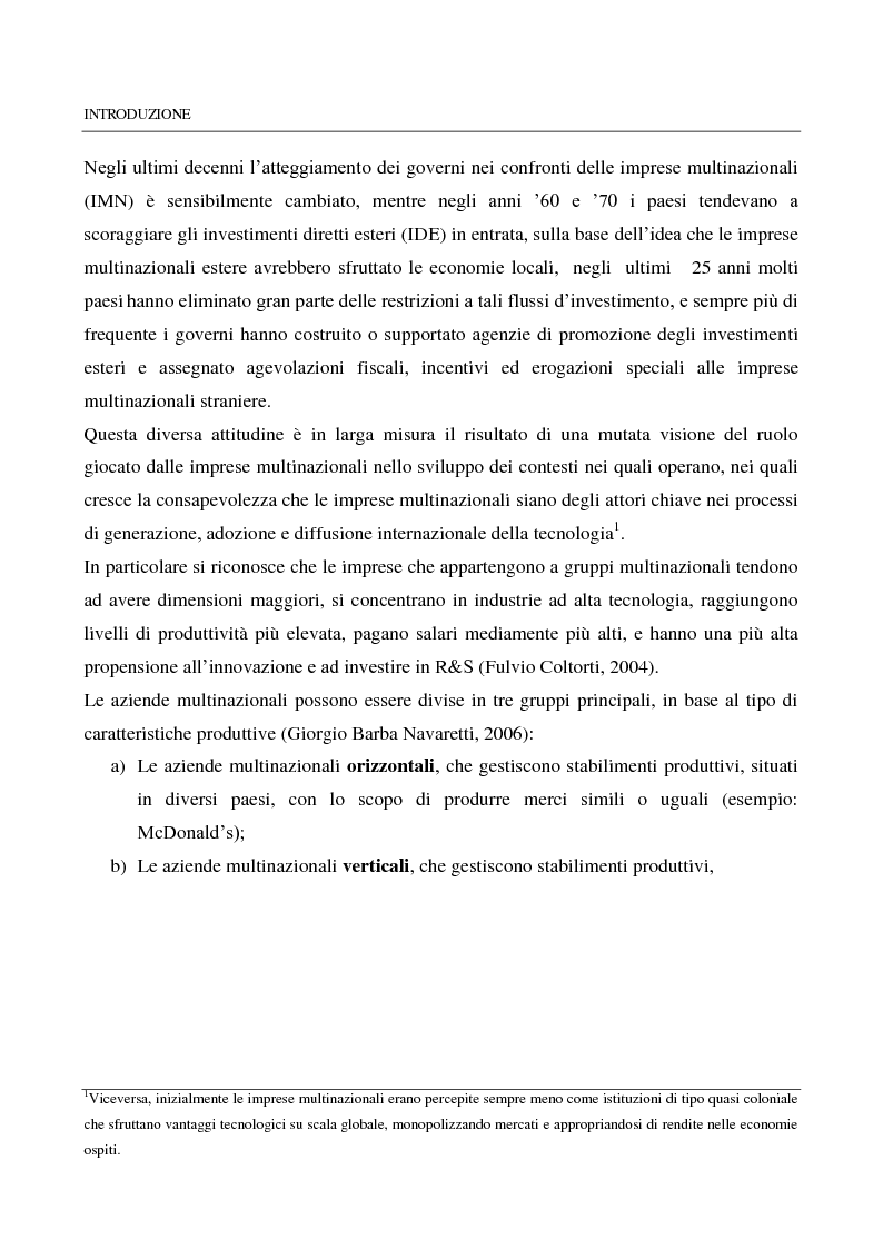 Anteprima della tesi: L’impatto delle multinazionali nell’economia locale: il caso McDONALD’S Italia S.r.l., Pagina 3