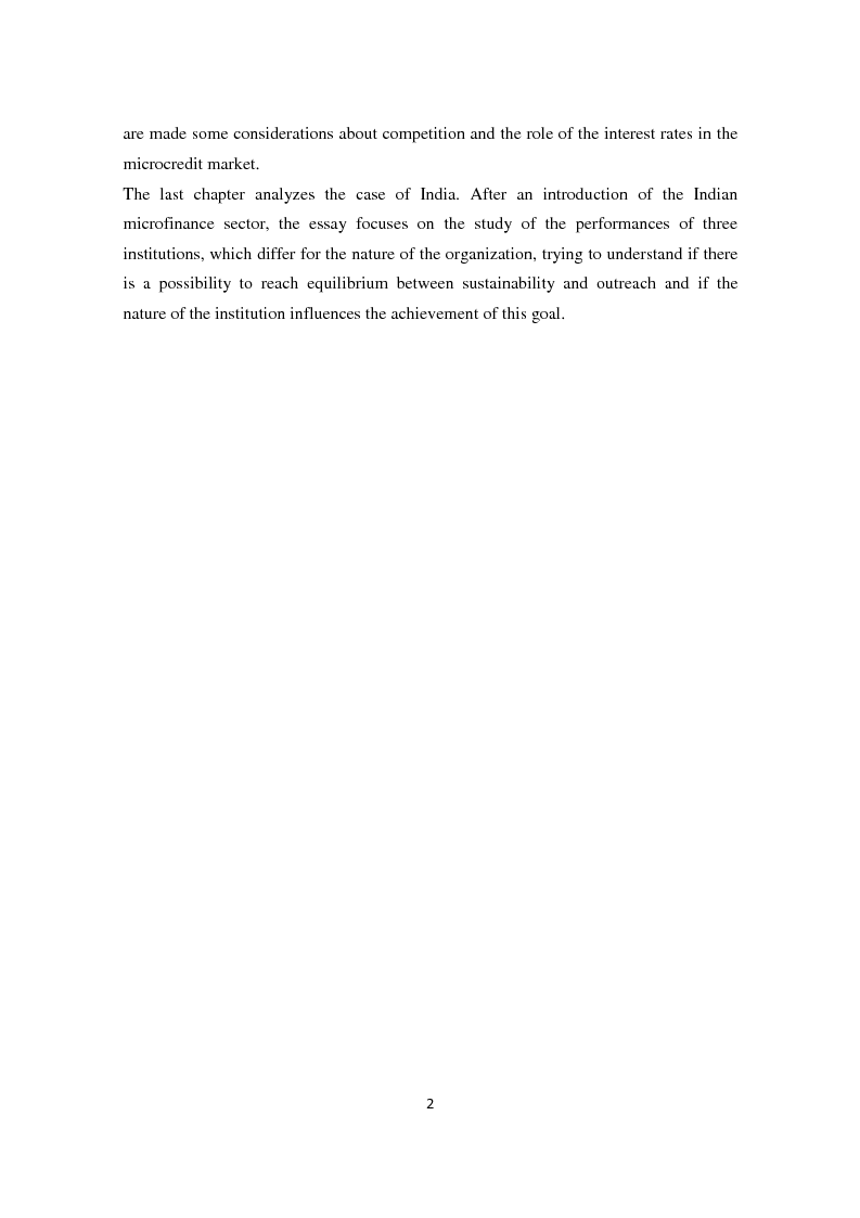 Anteprima della tesi: Social and financial performances of the microfinance institutions, Pagina 3