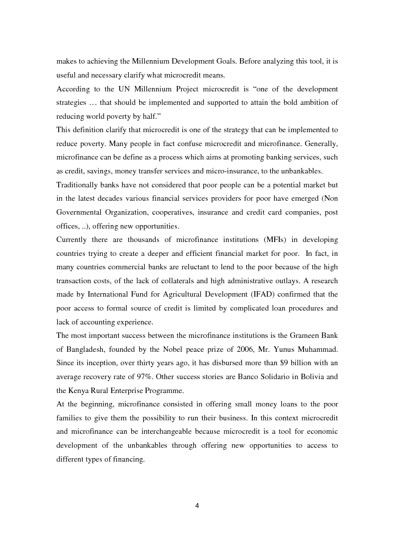 Anteprima della tesi: Social and financial performances of the microfinance institutions, Pagina 5