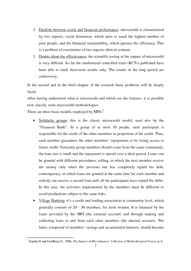Anteprima della tesi: Social and financial performances of the microfinance institutions, Pagina 8