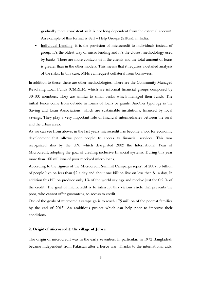 Anteprima della tesi: Social and financial performances of the microfinance institutions, Pagina 9