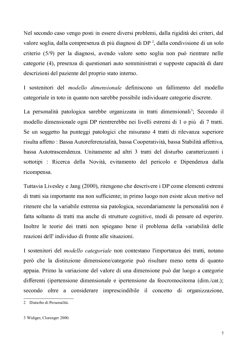 Anteprima della tesi: ''Al di là dei confini''. Disturbo Borderline di Personalità. Un ipotesi integrativa tra i modelli psicoanalitico e cognitivo, Pagina 6