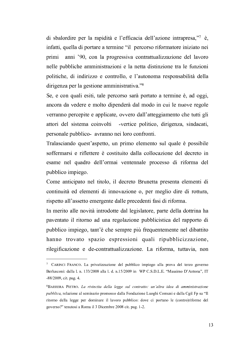 Anteprima della tesi: Il governo meritocratico delle risorse umane nella pubblica amministrazione: valutazione e premi alla luce del d.lgs. n. 150/2009, Pagina 11