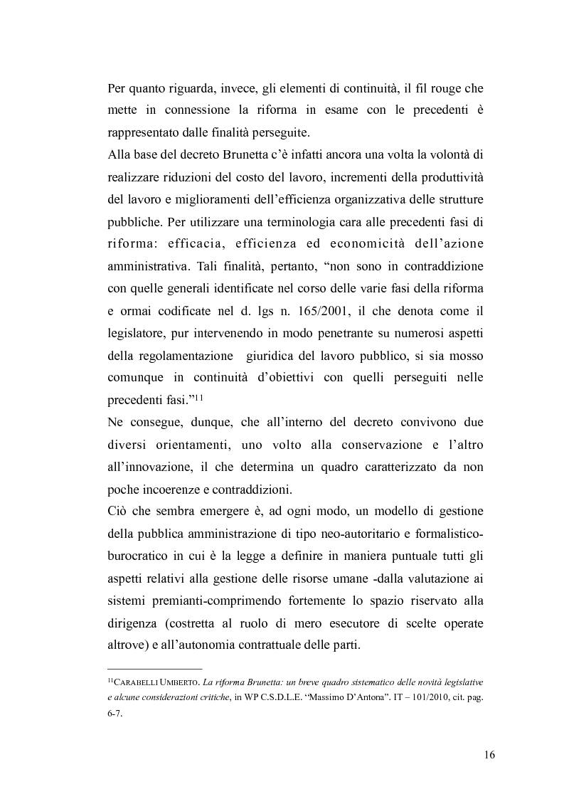Anteprima della tesi: Il governo meritocratico delle risorse umane nella pubblica amministrazione: valutazione e premi alla luce del d.lgs. n. 150/2009, Pagina 14