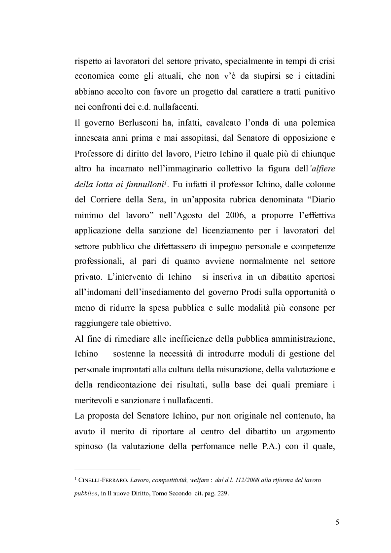 Anteprima della tesi: Il governo meritocratico delle risorse umane nella pubblica amministrazione: valutazione e premi alla luce del d.lgs. n. 150/2009, Pagina 3
