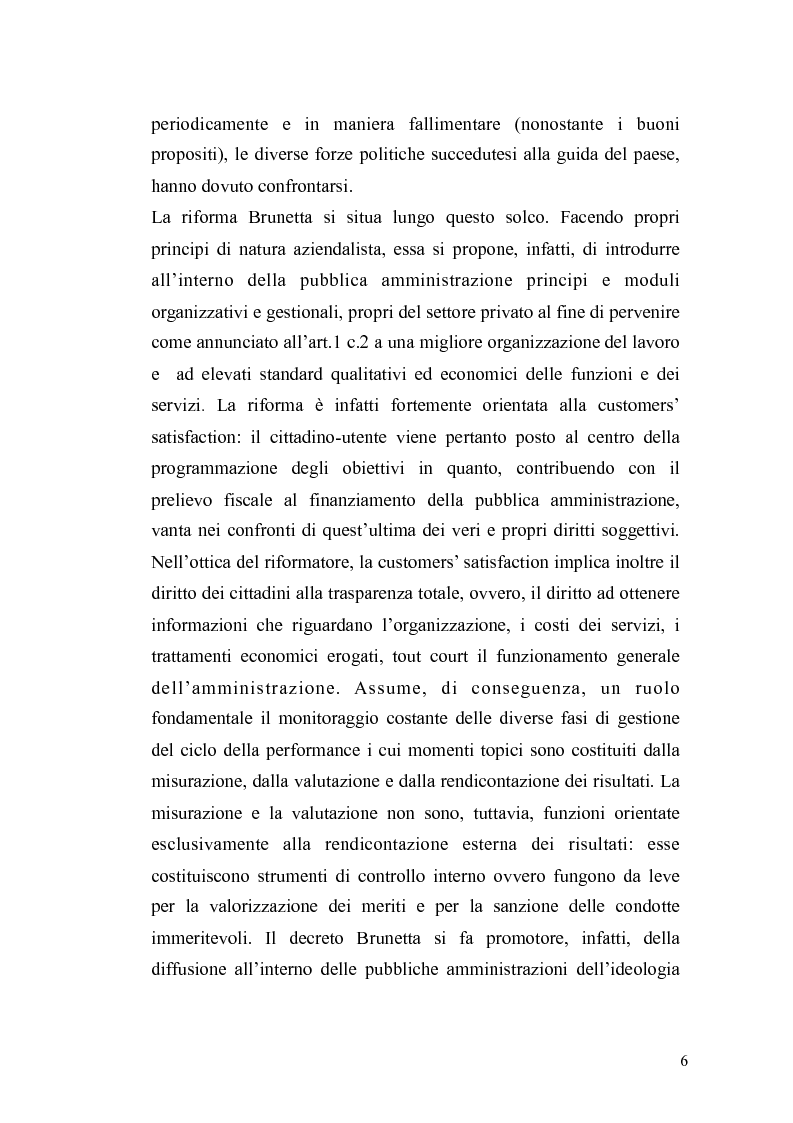 Anteprima della tesi: Il governo meritocratico delle risorse umane nella pubblica amministrazione: valutazione e premi alla luce del d.lgs. n. 150/2009, Pagina 4