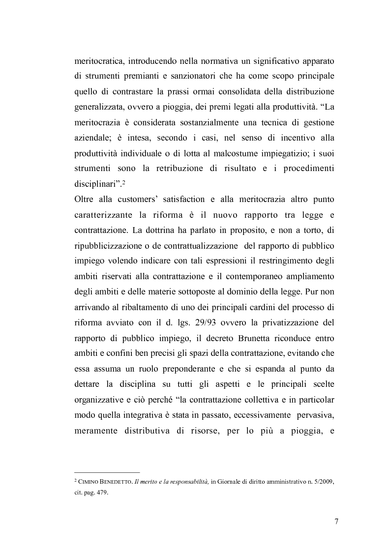 Anteprima della tesi: Il governo meritocratico delle risorse umane nella pubblica amministrazione: valutazione e premi alla luce del d.lgs. n. 150/2009, Pagina 5