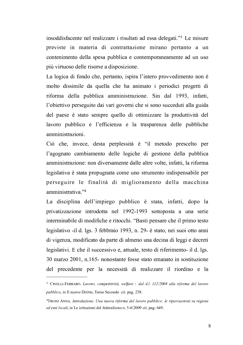 Anteprima della tesi: Il governo meritocratico delle risorse umane nella pubblica amministrazione: valutazione e premi alla luce del d.lgs. n. 150/2009, Pagina 6