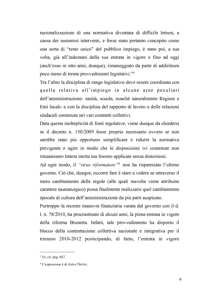 Anteprima della tesi: Il governo meritocratico delle risorse umane nella pubblica amministrazione: valutazione e premi alla luce del d.lgs. n. 150/2009, Pagina 7
