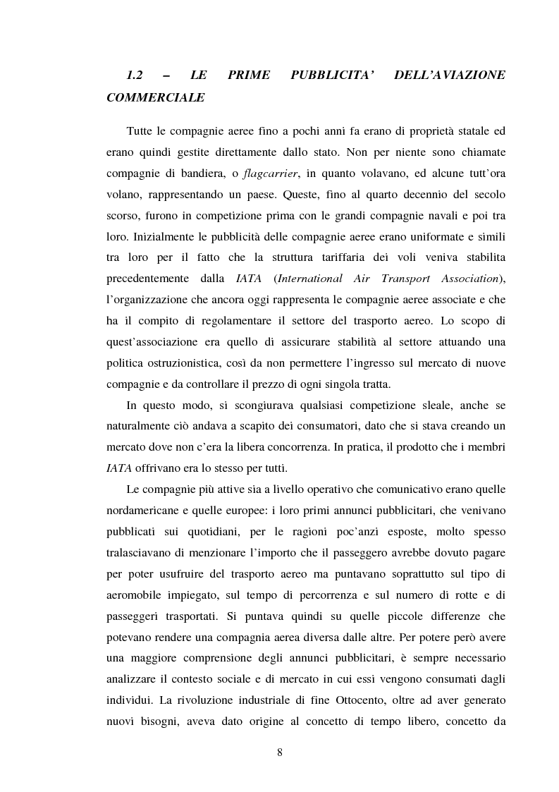 Anteprima della tesi: La comunicazione pubblicitaria delle compagnie aeree. Il caso Alitalia, Pagina 5