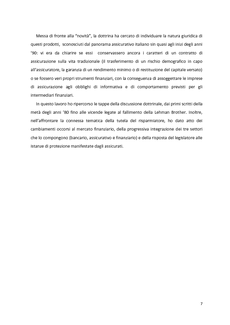 Anteprima della tesi: I prodotti assicurativi-finanziari, tra investimento, risparmio, previdenza. Profili giuridici, Pagina 3