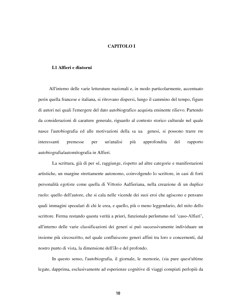 Anteprima della tesi: Le voci dell'Io. Autobiografia e automitografia nell'opera di Vittorio Alfieri, Pagina 7
