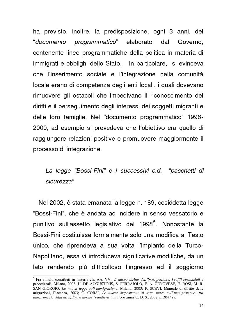 Anteprima della tesi: Diritto all'unità familiare degli stranieri in Italia, Pagina 10