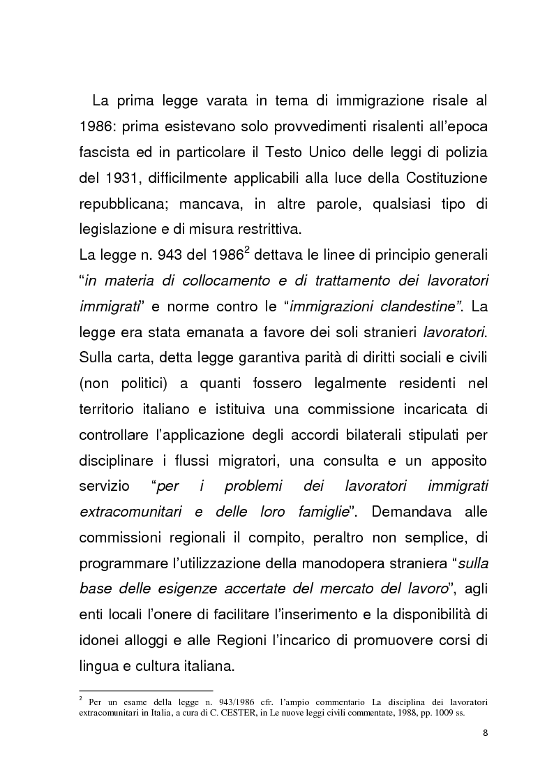 Anteprima della tesi: Diritto all'unità familiare degli stranieri in Italia, Pagina 4