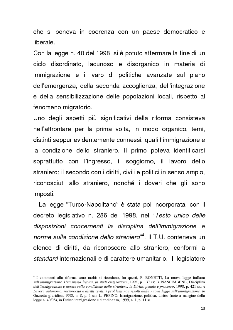 Anteprima della tesi: Diritto all'unità familiare degli stranieri in Italia, Pagina 9