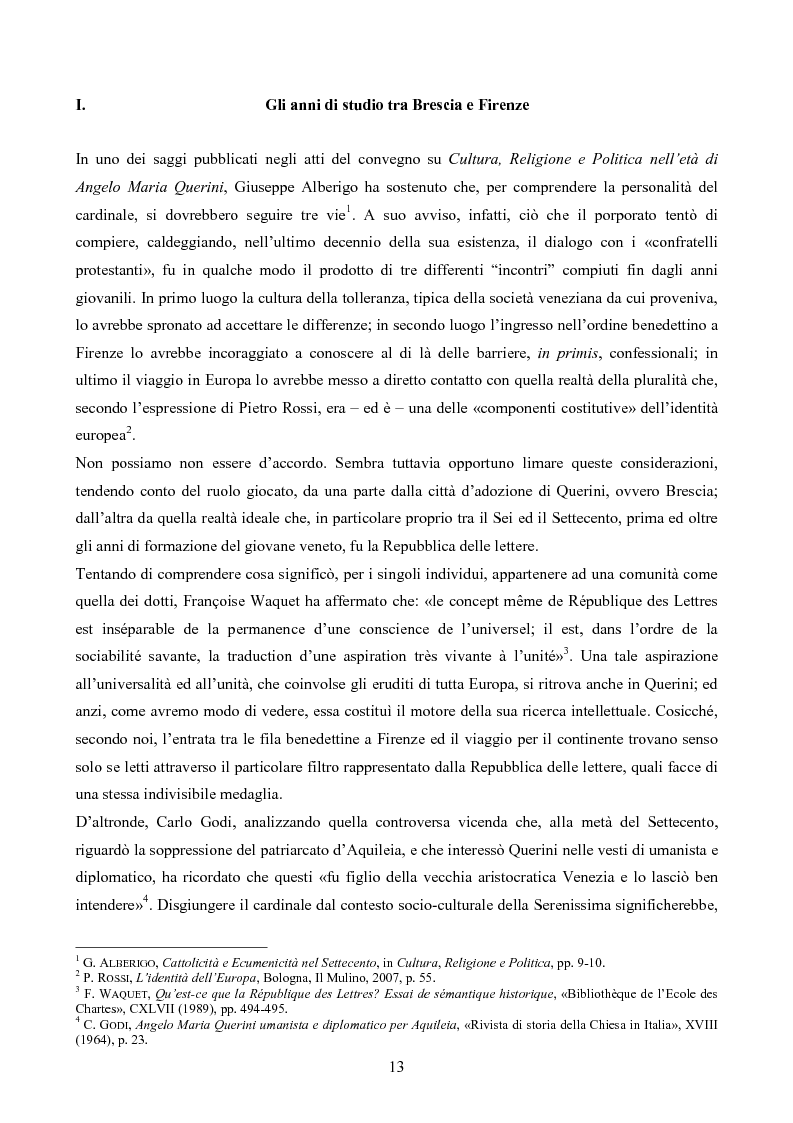 Anteprima della tesi: Erudizione e religione. Angelo Maria Querini e il respiro dell'Europa, Pagina 10