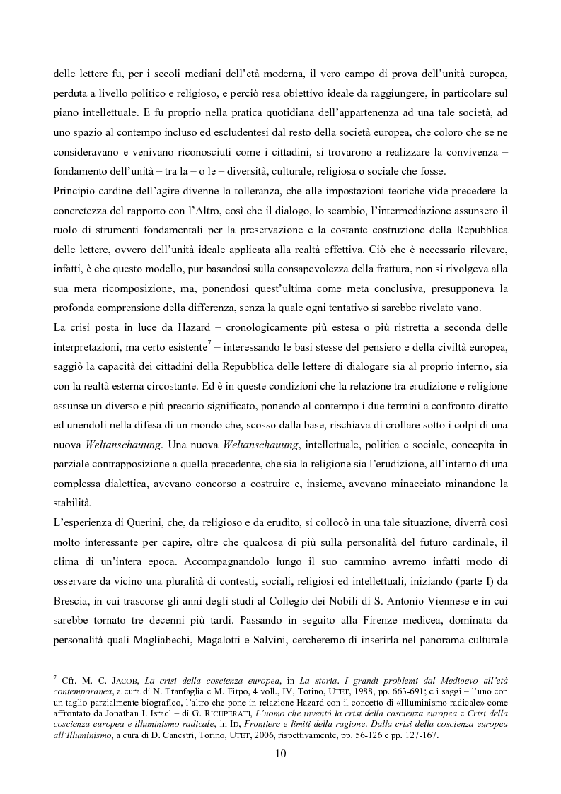 Anteprima della tesi: Erudizione e religione. Angelo Maria Querini e il respiro dell'Europa, Pagina 7