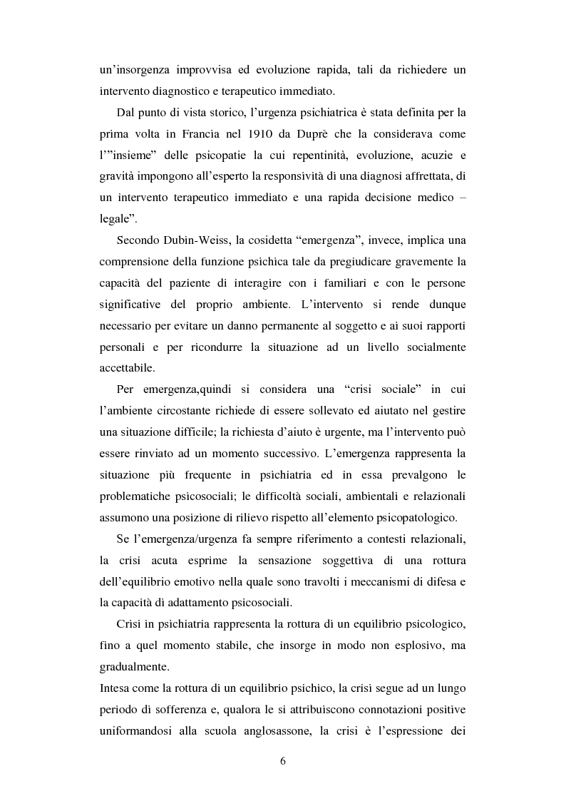 Anteprima della tesi: Le urgenze in psichiatria. Un'esperienza clinica basata sulla valutazione dei patterns dell'aggressività e della gestione del comportamento aggressivo in urgenza, presso il S.P.D.C. Ottonello., Pagina 4