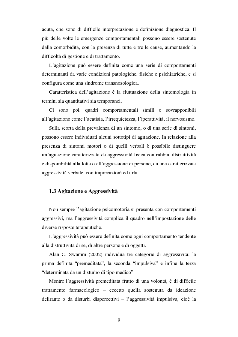 Anteprima della tesi: Le urgenze in psichiatria. Un'esperienza clinica basata sulla valutazione dei patterns dell'aggressività e della gestione del comportamento aggressivo in urgenza, presso il S.P.D.C. Ottonello., Pagina 7