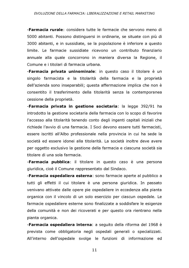 Anteprima della tesi: Evoluzione della farmacia: liberalizzazione e retail marketing, Pagina 10