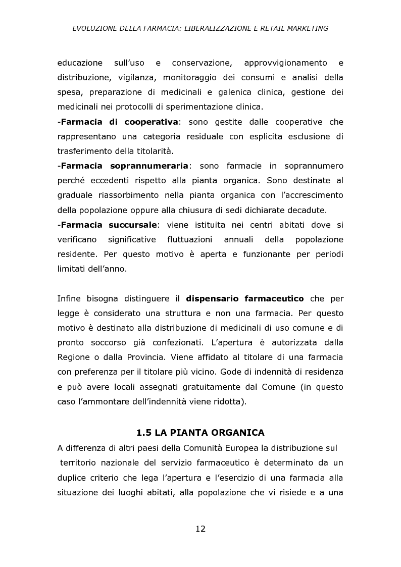 Anteprima della tesi: Evoluzione della farmacia: liberalizzazione e retail marketing, Pagina 11