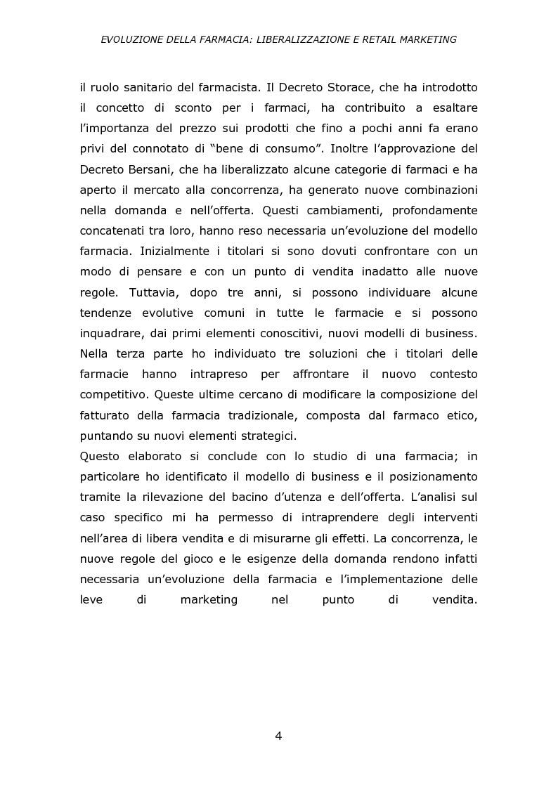 Anteprima della tesi: Evoluzione della farmacia: liberalizzazione e retail marketing, Pagina 3
