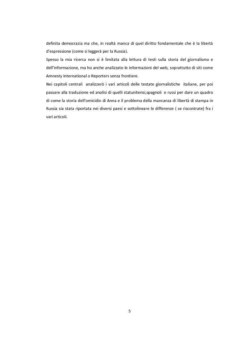 Anteprima della tesi: La libertà di stampa. Il caso di Anna Politkovskaja, Pagina 3