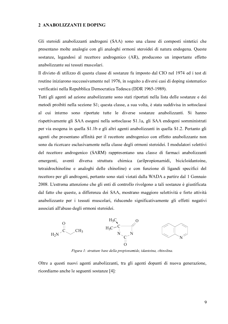 Anteprima della tesi: Agenti dopanti di nuova generazione: strategie analitiche per la determinazione di modulatori selettivi del recettore androgenico (SARM) in fluidi biologici, Pagina 4