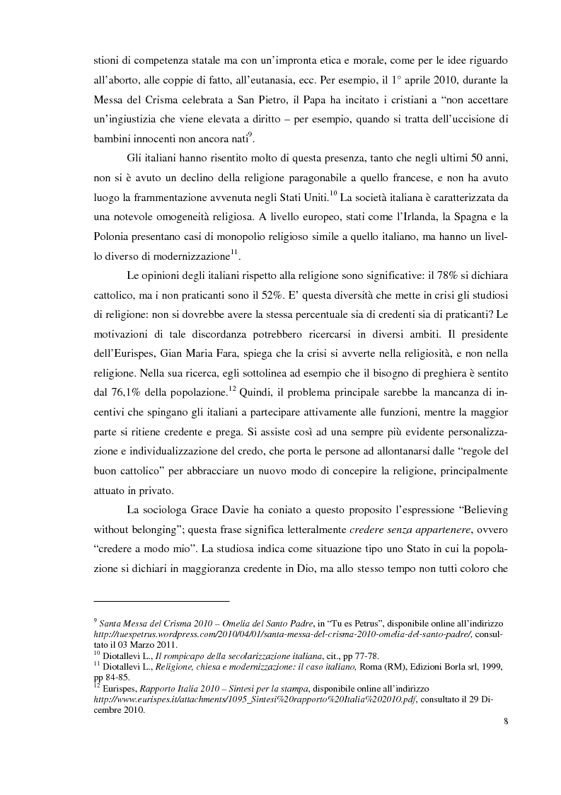 Anteprima della tesi: I giovani e la religione, tra coerenza e contraddizione. Un'indagine tra gli studenti del corso di mediazione dell'Università dell'Insubria., Pagina 6