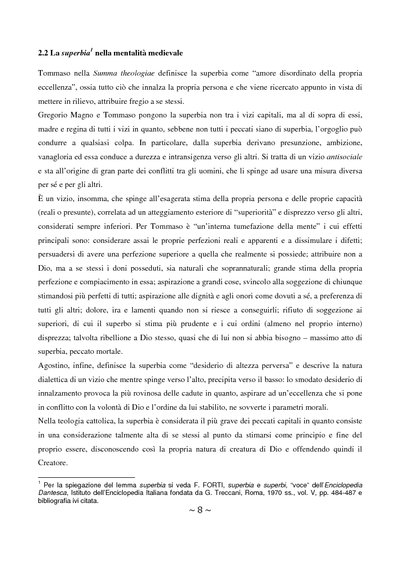 Anteprima della tesi: La superbia in Dante: intimo conflitto tra desiderio di gloria e consapevolezza della sua vanità, Pagina 9