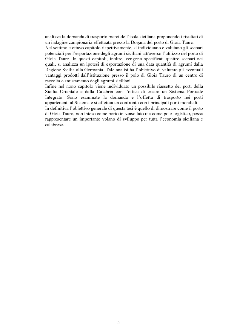 Anteprima della tesi: Il nodo logistico di Gioia Tauro a servizio della Sicilia. Potenzialità e criticità per il settore agrumicolo., Pagina 3