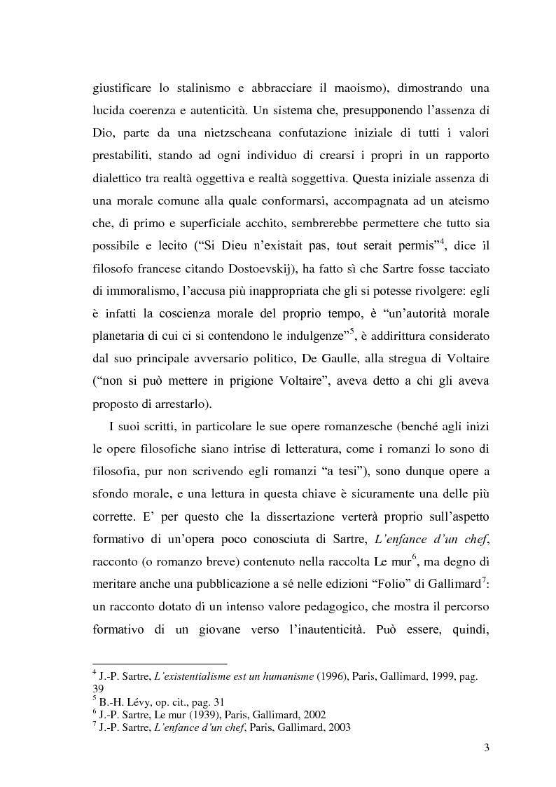 Anteprima della tesi: ''L'enfance d'un chef''. Per una lettura pedagogica di Jean-Paul Sartre, Pagina 3