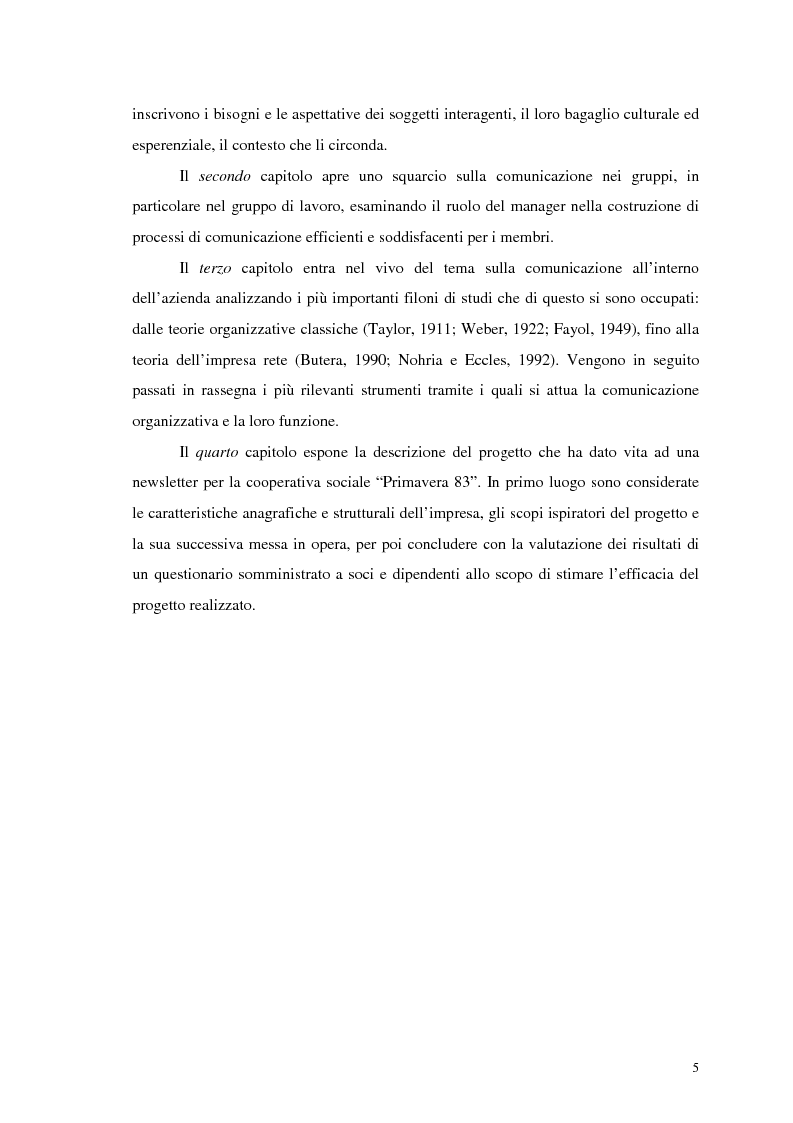 Anteprima della tesi: La comunicazione nelle imprese sociali: il progetto di una newsletter, Pagina 4