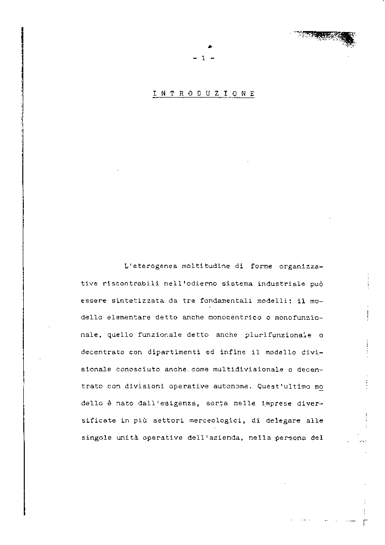Anteprima della tesi: Problemi e prospettive del modello organizzativo divisionale, Pagina 2