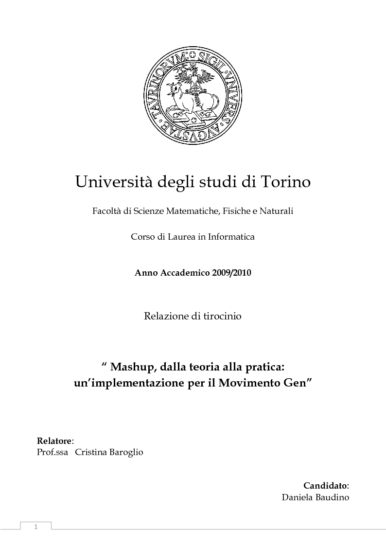 Anteprima della tesi: Mashup, dalla teoria alla pratica: un’implementazione per il Movimento Gen, Pagina 1