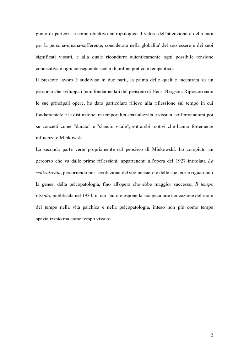 Anteprima della tesi: Influenze di Henri Bergson nella psichiatria di Eugène Minkowski, Pagina 3