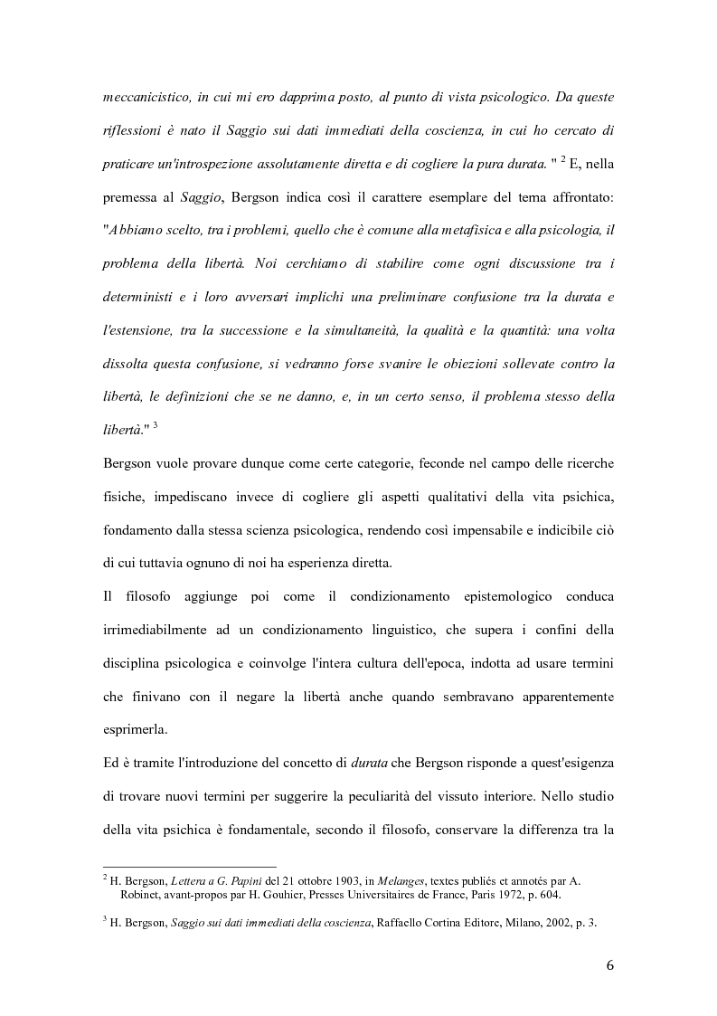 Anteprima della tesi: Influenze di Henri Bergson nella psichiatria di Eugène Minkowski, Pagina 7