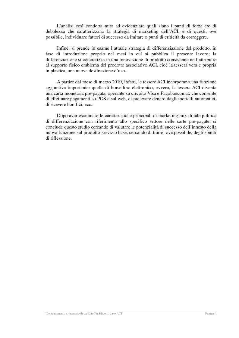 Anteprima della tesi: L'orientamento al mercato di un Ente Pubblico: il caso ACI, Pagina 3