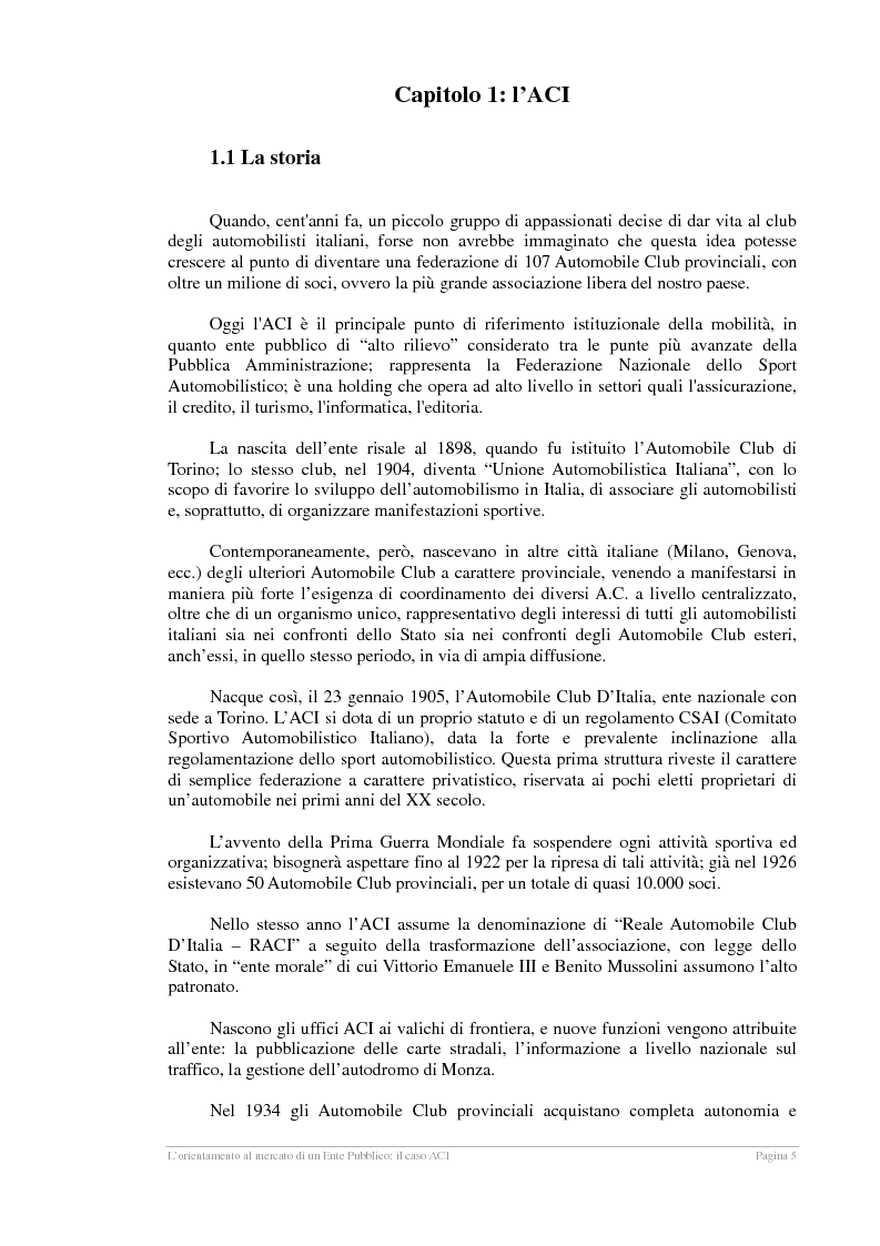 Anteprima della tesi: L'orientamento al mercato di un Ente Pubblico: il caso ACI, Pagina 4