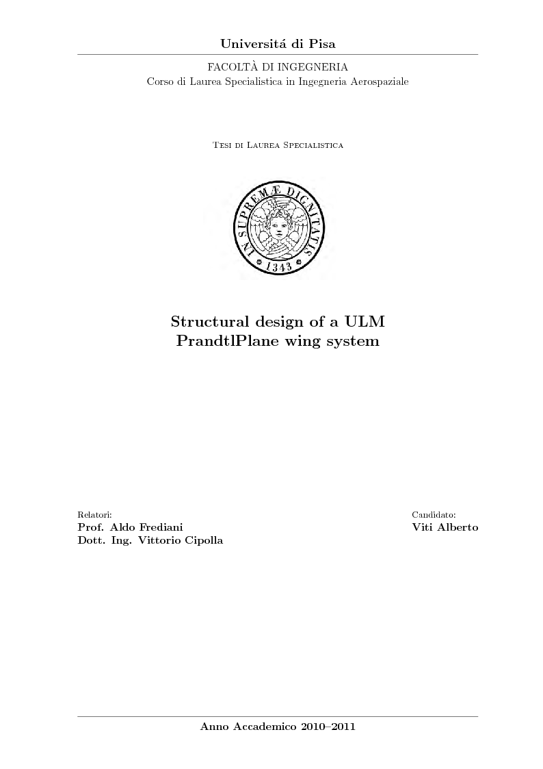 Anteprima della tesi: Structural design of a ULM PrandtlPlane wing system, Pagina 1