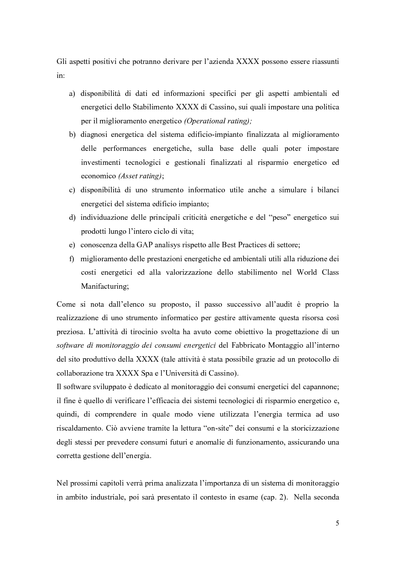 Anteprima della tesi: Progettazione di un sistema di acquisizione dati e messa a punto di un software per il monitoraggio dei consumi energetici XXXXXXX S.P.A., Pagina 5
