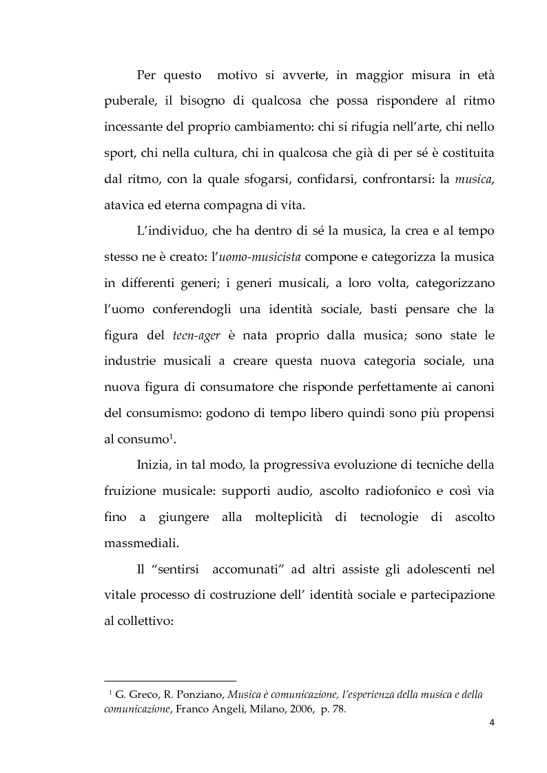 Anteprima della tesi: Musica e costruzione dell'identità negli adolescenti, Pagina 4