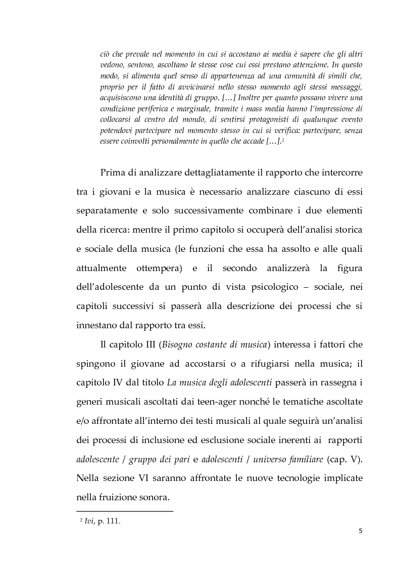 Anteprima della tesi: Musica e costruzione dell'identità negli adolescenti, Pagina 5