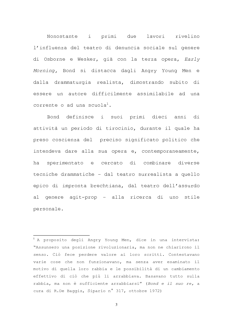 Anteprima della tesi: La più recente produzione teatrale di Edward Bond, Pagina 3